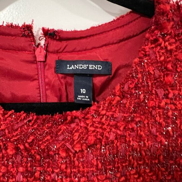 Lands End Women's Sheath Dress Red Shimmer Wool Professional Size 10 - Picture 3 of 9